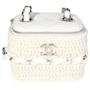 Chanel White Lambskin Quilted & Natural Crochet Mini Vanity Bag 
