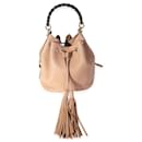 Gucci Beige Pebbled Leather Miss Bamboo Bucket Bag 
