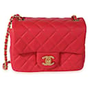 Chanel Strawberry Red Quilted Lambskin Pearl Crush Mini Flap Bag