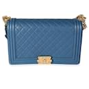 Chanel Blue Quilted Lambskin Medium Boy Bag 