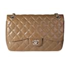 Chanel Tan Caviar Quilted Jumbo Classic lined Flap Bag