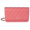 Chanel Pink Quilted Caviar Wallet On Chain 