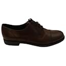 Prada Cap Toe Lace-Up Oxfords in Brown Leather