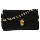 PRADA Chain Shoulder Bag Nylon Black Gold Auth 30469a - Prada