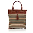 Multicolor Striped Canvas and Leather Tote Bag Handbag - Céline