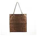 PRADA mini handbag tote bag in lizard embossed brown leather with lined handles - Prada