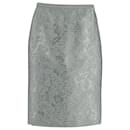 Burberry Floral Embossed Pencil Skirt in Light Green Polyester 
