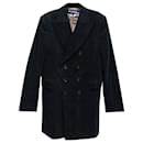 Junya Watanabe Man Double Breasted Coat in Navy Blue Cotton Corduroy