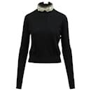 Marni Embellished Collared Sweater in Navy Blue Laine Wool