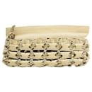 RODO off white intertwined leather with silver chains clutch bag Handbag - Rodo