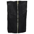 Zimmermann High-Waisted Zipper Skirt in Black Cotton Denim