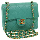 CHANEL Mini Matelasse Flap Chain Shoulder Bag Lamb Skin Light Blue Auth 29527a - Chanel