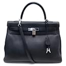 Hermès Kelly handbag 35 BLACK RETURNED LEATHER SHOULDER LEATHER HAND BAG