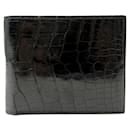 NEUF BLACK CROCODILE LEATHER CARD HOLDER WALLET NEW BLACK LEATHER WALLET - Autre Marque