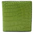 NEUF GREEN CROCODILE LEATHER CARD HOLDER WALLET NEW GREEN LEATHER WALLET - Autre Marque