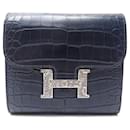 NEW HERMES CONSTANCE COMPACT WALLET IN CROCODILE LEATHER H IN LIZARD WALLET - Hermès