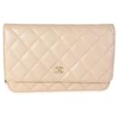 Chanel Metallic Beige Quilted Caviar Wallet On Chain 