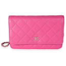 Chanel Hot Pink Quilted Caviar Wallet On Chain