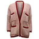 Maje Mapada Knit Button-Front Cardigan in Red Wool