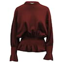 Stella McCartney Knit Smocked Detail Sweatshirt in Burgundy Cotton - Stella Mc Cartney