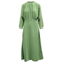 Victoria Beckham Pleated A-Line Dress in Green Polyester