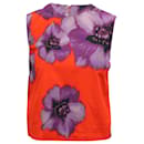 Giambattista Valli Floral Print Sleeveless Top in Orange Cotton