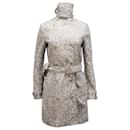 Stella McCartney Snow Leopard Print Double-Breasted Coat in Light Grey Polyester - Stella Mc Cartney