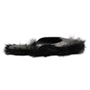 Simone Rocha Fur-Trimmed Slides in Black Leather