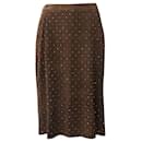 Dolce & Gabbana Embellished Midi Skirt in Brown Suede 