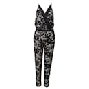 Diane Von Furstenberg Floral Lace Jumpsuit in Black Nylon