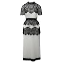Self-Portrait Pleated Lace Dress in White Polyester - Self portrait