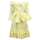 Abito midi con spalle scoperte a righe Lisa Marie Fernandez in cotone giallo