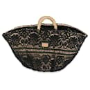 Dolce & Gabbana Beige Raffia And Black Lace Basket Bag 
