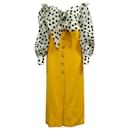 Carolina Herrera Off Shoulder Polka Dot Dress in Yellow Silk