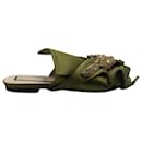 N.21 Raso Knot Flat Embellished Slides in Green Satin - Autre Marque