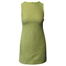 Alice + Olivia Clyde Tweed Shift Dress in Neon Yellow Cotton