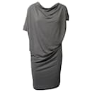 Vivienne Westwood Anglomania Short Sleeve Draped Midi Dress in Grey Viscose 