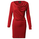 Vivienne Westwood Anglomania Draped Long Sleeve Dress in Red Viscose 