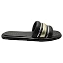Sandro Paris Tam Slide Sandals in Black Leather 