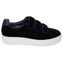 Sandro Paris Velcro Low Top Sneakers in Navy Blue Velvet