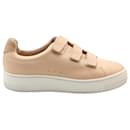  Sandro Paris Velcro Low Top Sneakers in Light Pink Leather