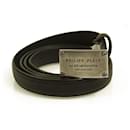 Philipp Plein Woman's Black Silver tone Buckle Thin Skinny Leather Belt size 80
