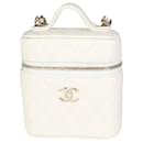 Chanel Creme Quilted Caviar Mini Vanity Case 