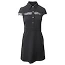 Maje Riloi Lace Detail A-Line Mini Dress in Black Polyester
