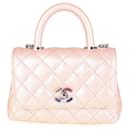 Chanel Iridescent Pink Quilted Caviar Coco Top Handle Extra Mini Flap Bag