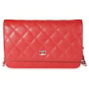 Chanel Red Quilted Caviar Wallet On Chain