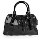 Burberry Black Perforated Patent Leather Oversized lined Zip Boston Bag