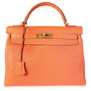 Hermes Orange Togo Retourne Kelly 32 GHW - Hermès