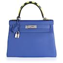 Hermes Limited Edition Bleu Electrique Togo Au Trot Retourne Kelly 28 Phw  - Hermès