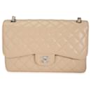 Chanel Beige Quilted Caviar Jumbo Classic lined Flap Bag